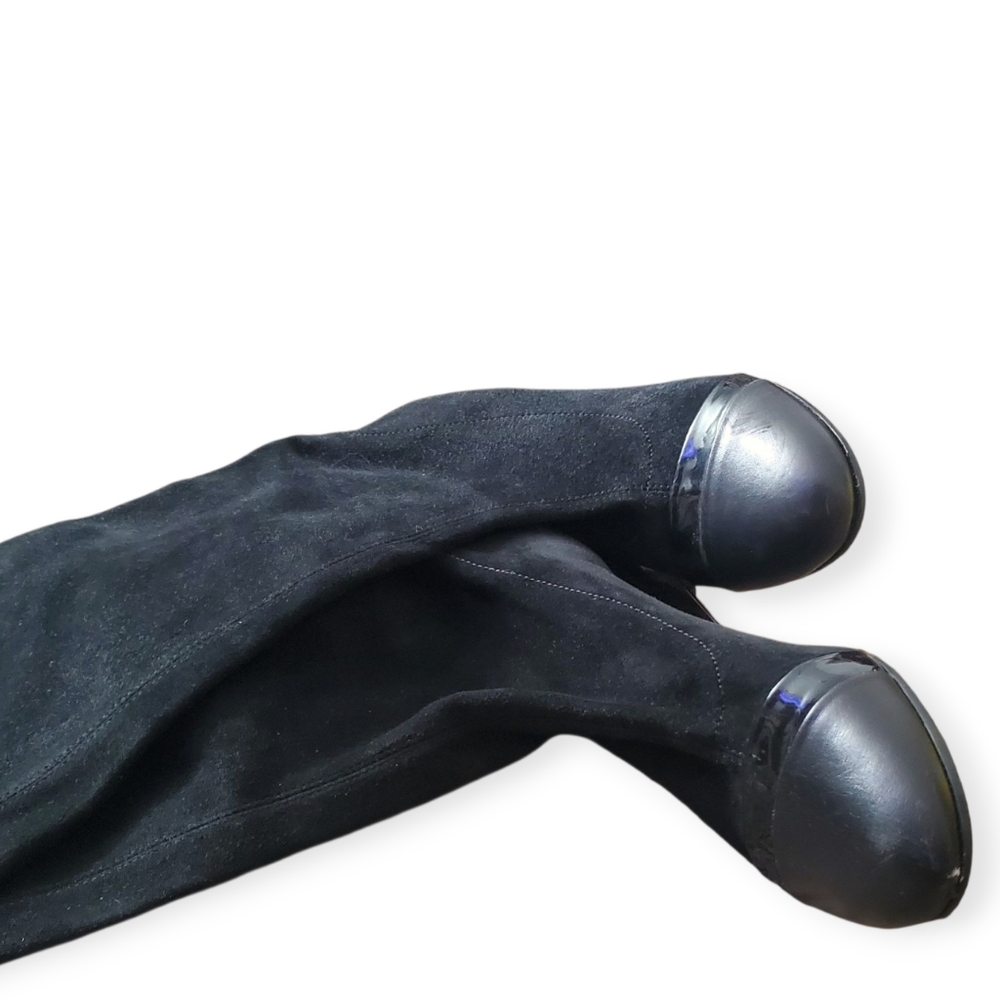Aquatalia Black Suede Boots with Leather Toe - Picture 4 of 7